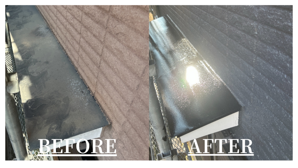 神奈川県相模原市在住K様の外壁塗装施工事例。
窓上の庇まで丁寧に塗装したこだわり施工。