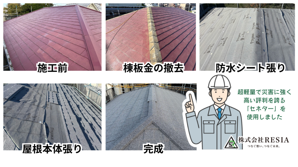 RESIAの屋根カバー工法手順 施工事例