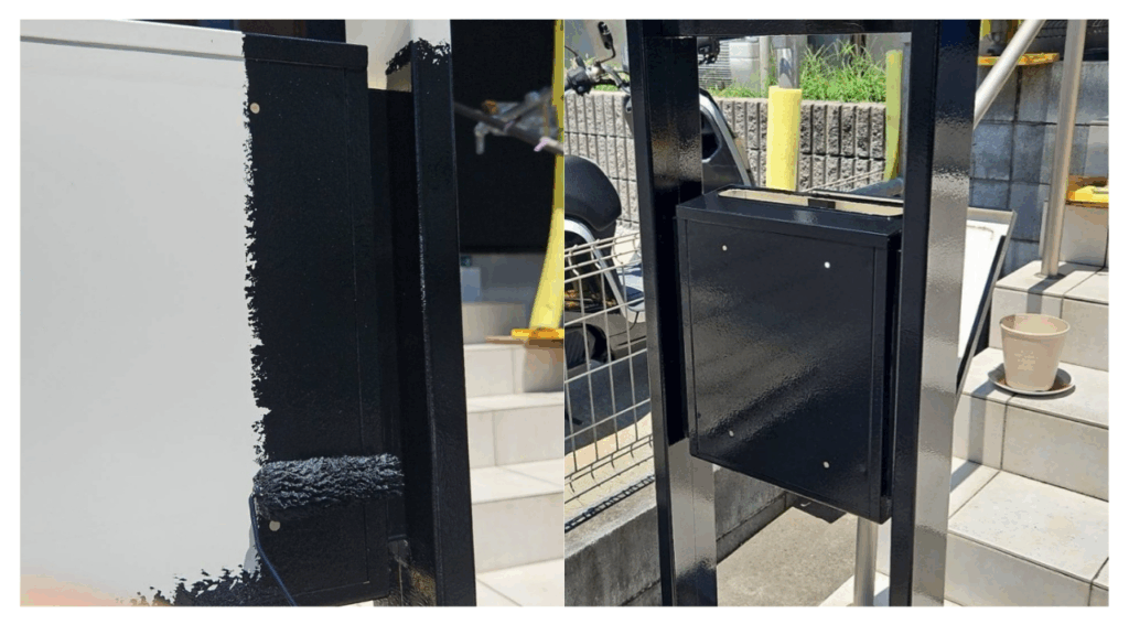 神奈川県相模原市在住K様の外壁塗装施工事例。 付帯部塗装（ポスト塗装含む）