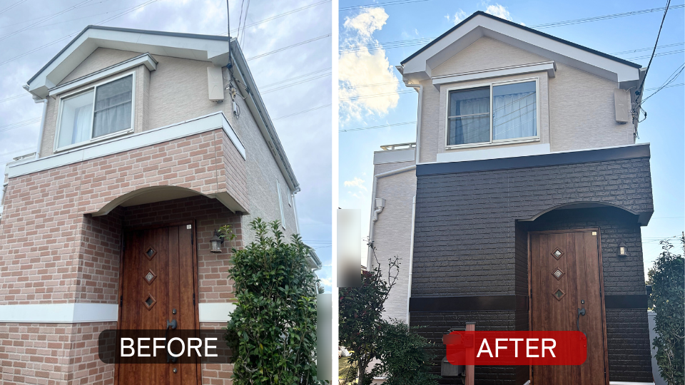 横浜市 外壁塗装・屋根塗装 施工前後(全景)