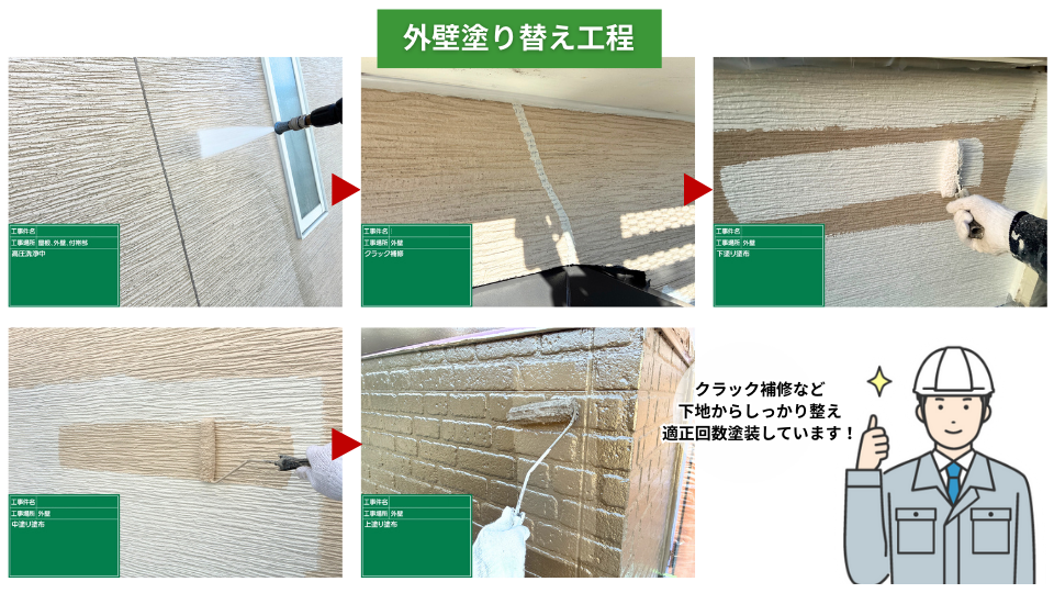 横浜市の外壁塗装工事に伴うシーリング工事の工程(施工中の様子)。
