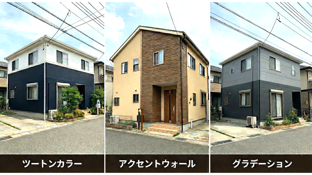 外壁塗装デザイン手法 ツートン・アクセントウォール・グラデーション