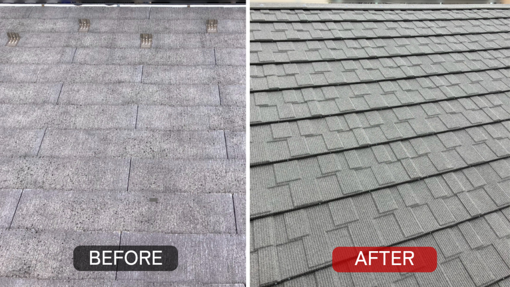 東京都江東区の屋根カバー工法による施工前後(劣化屋根から新しい屋根へ)