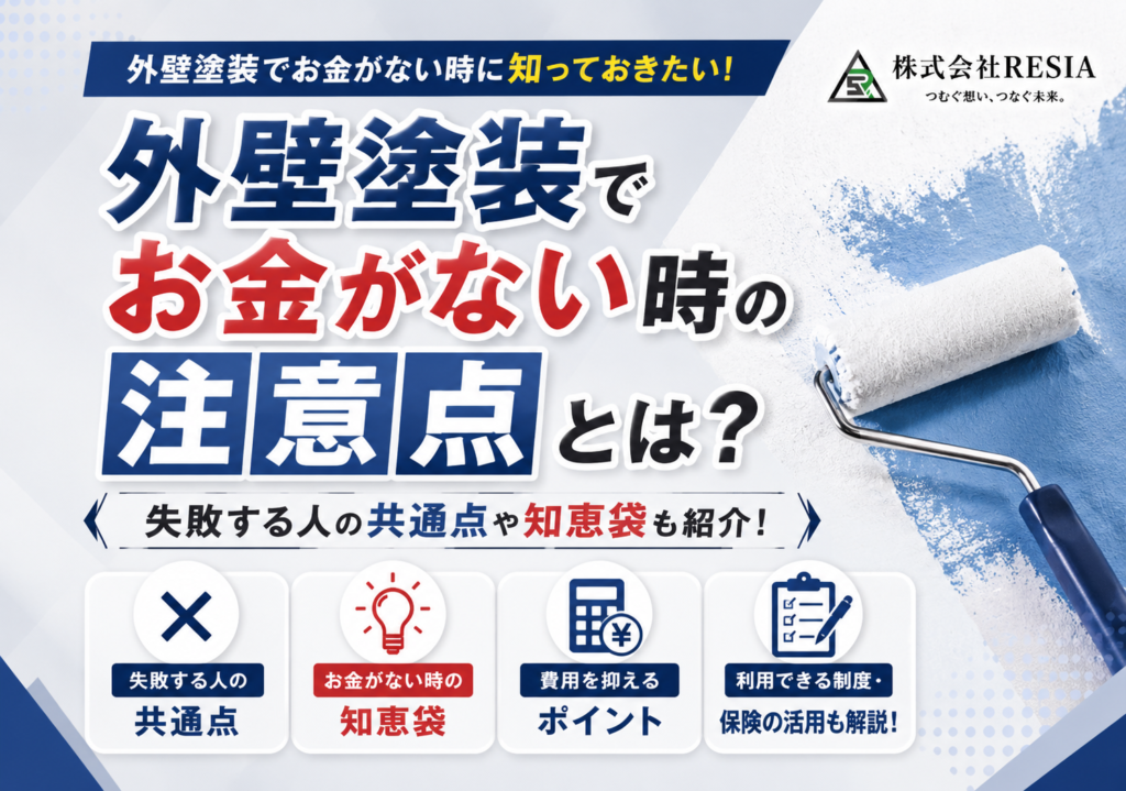 外壁塗装でお金がない時に、補助金や助成金、相見積もり、同時施工、火災保険、分割払いなどを検討する方法